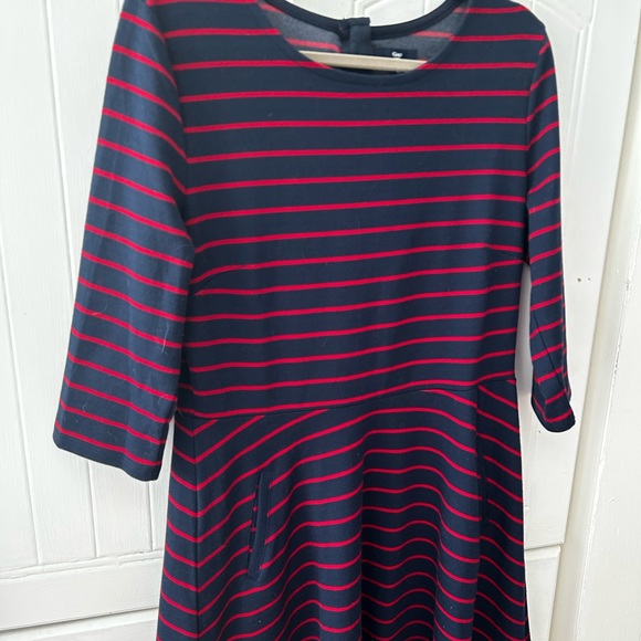 GAP Dresses & Skirts - GAP NWOT Navy and Red Striped Dress with 3/4 Sleeves A Line Fit, Flowing Skirt